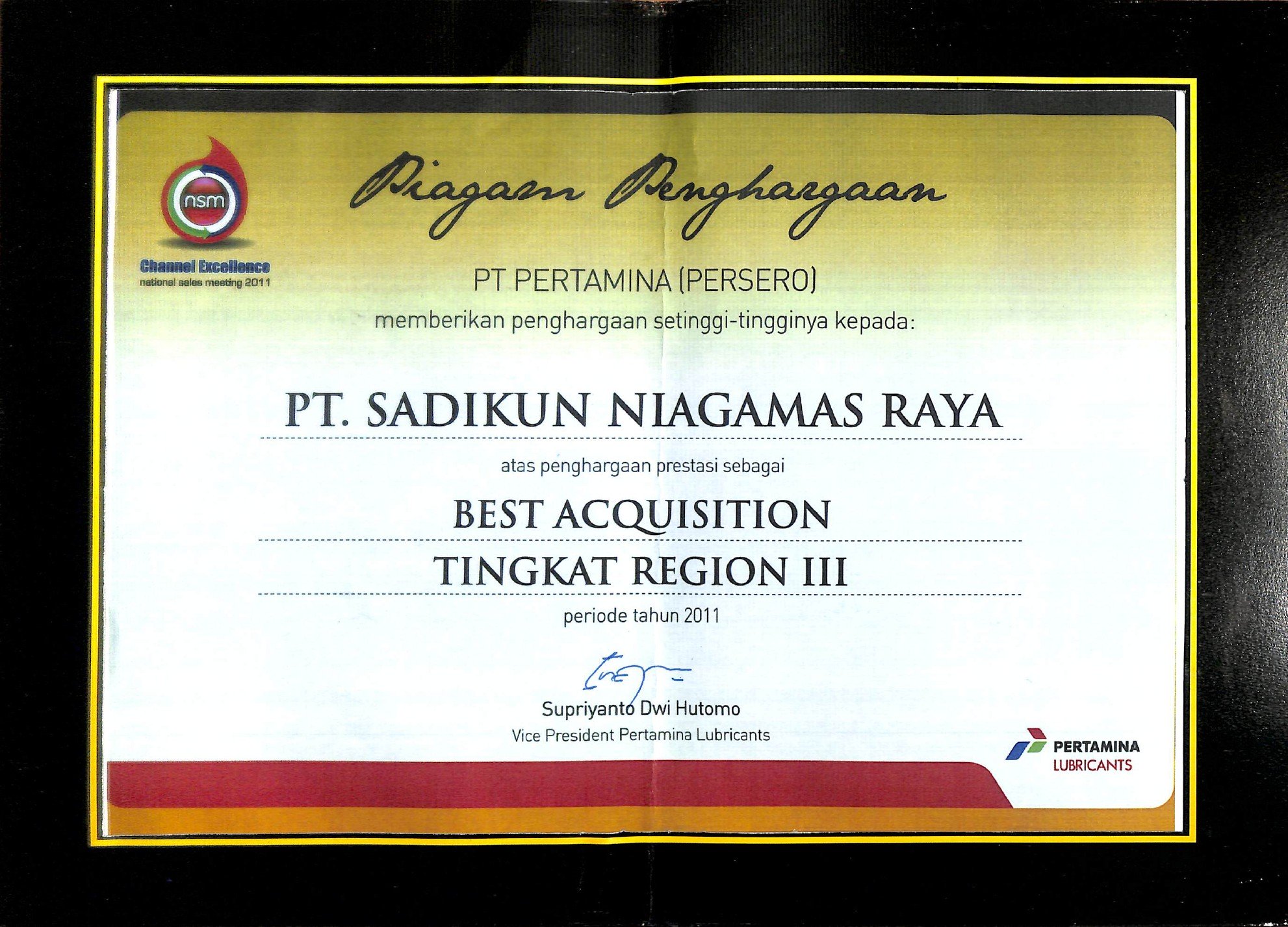 Best Acquisition - Region III I 2011